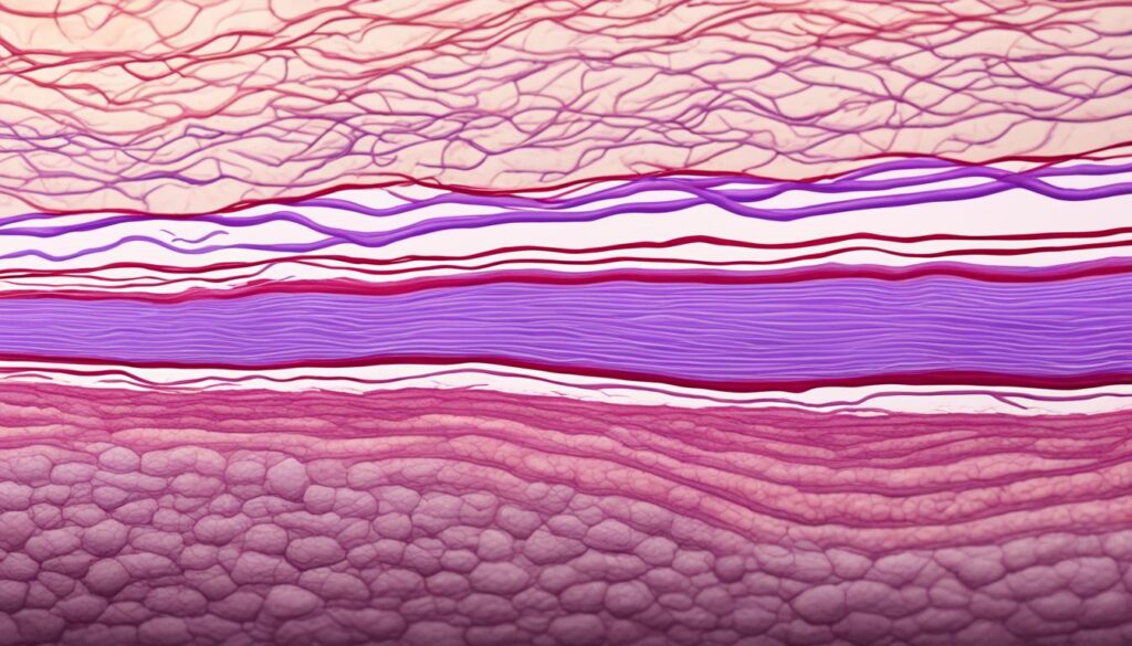 Stretch marks formation in dermis layer